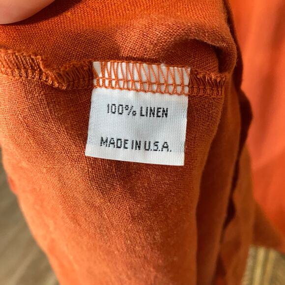 Bryn Walker 100% Linen Dress Women’s Small Orange Rust Short Sleeve Midi - Picture 5 of 6